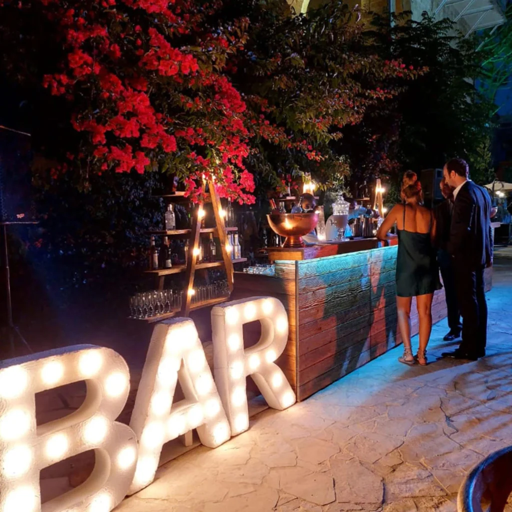 Rustic wooden Vintage mobile bar styled for an event.